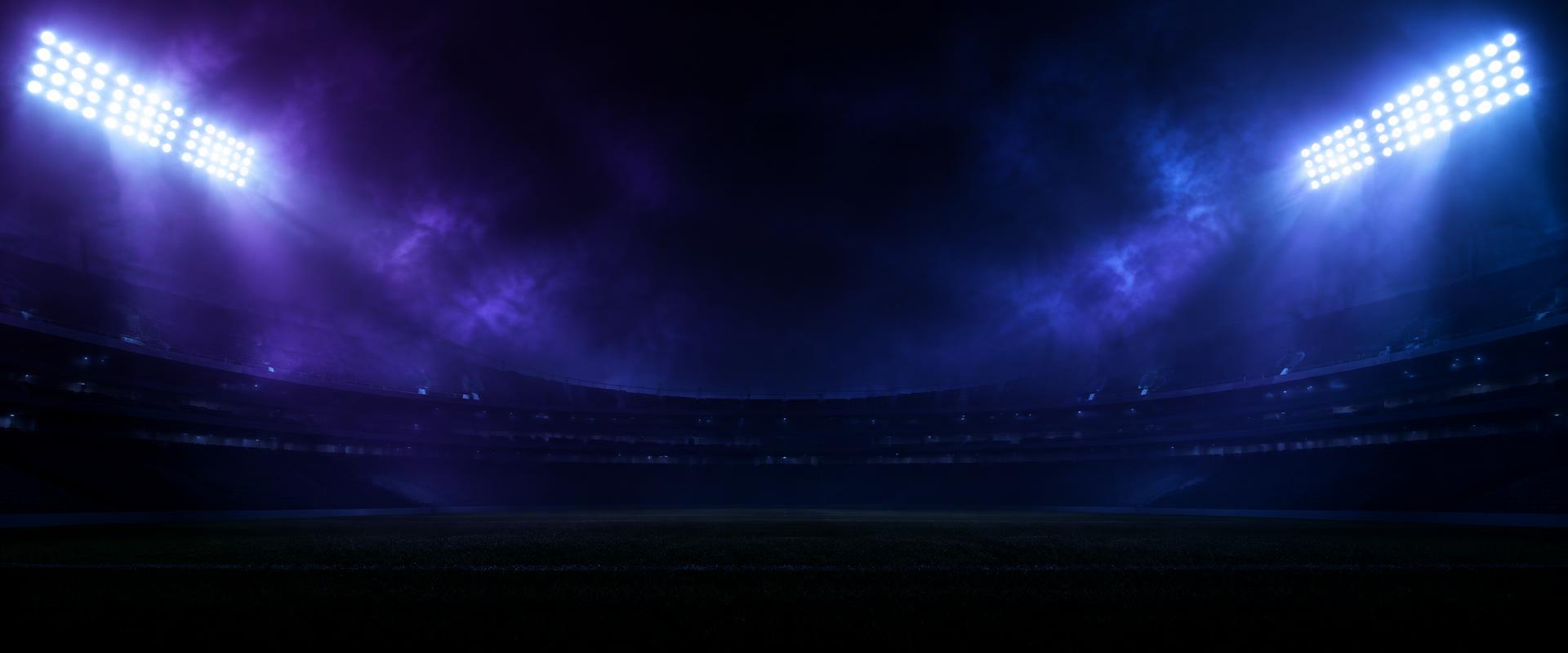 Illuminated sports stadium